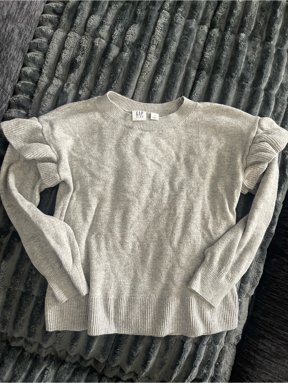 GAP Kid Light Gray Ruffle-Sleeve Sweater